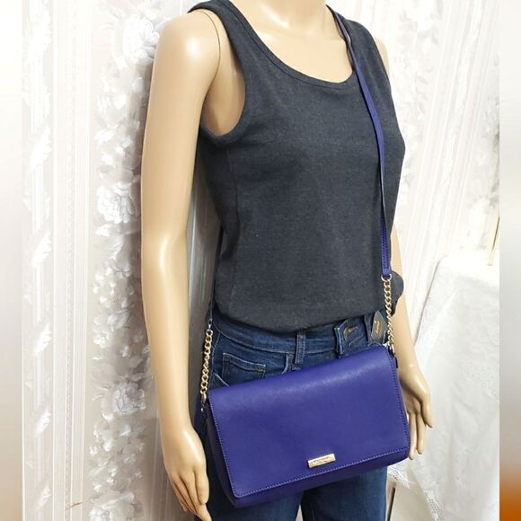 Kate Spade Chain Crossbody Bag EUC Purplish Blue - Picture 1 of 8